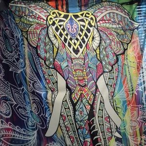 Colorful Elephant tribal art inspired tapestry